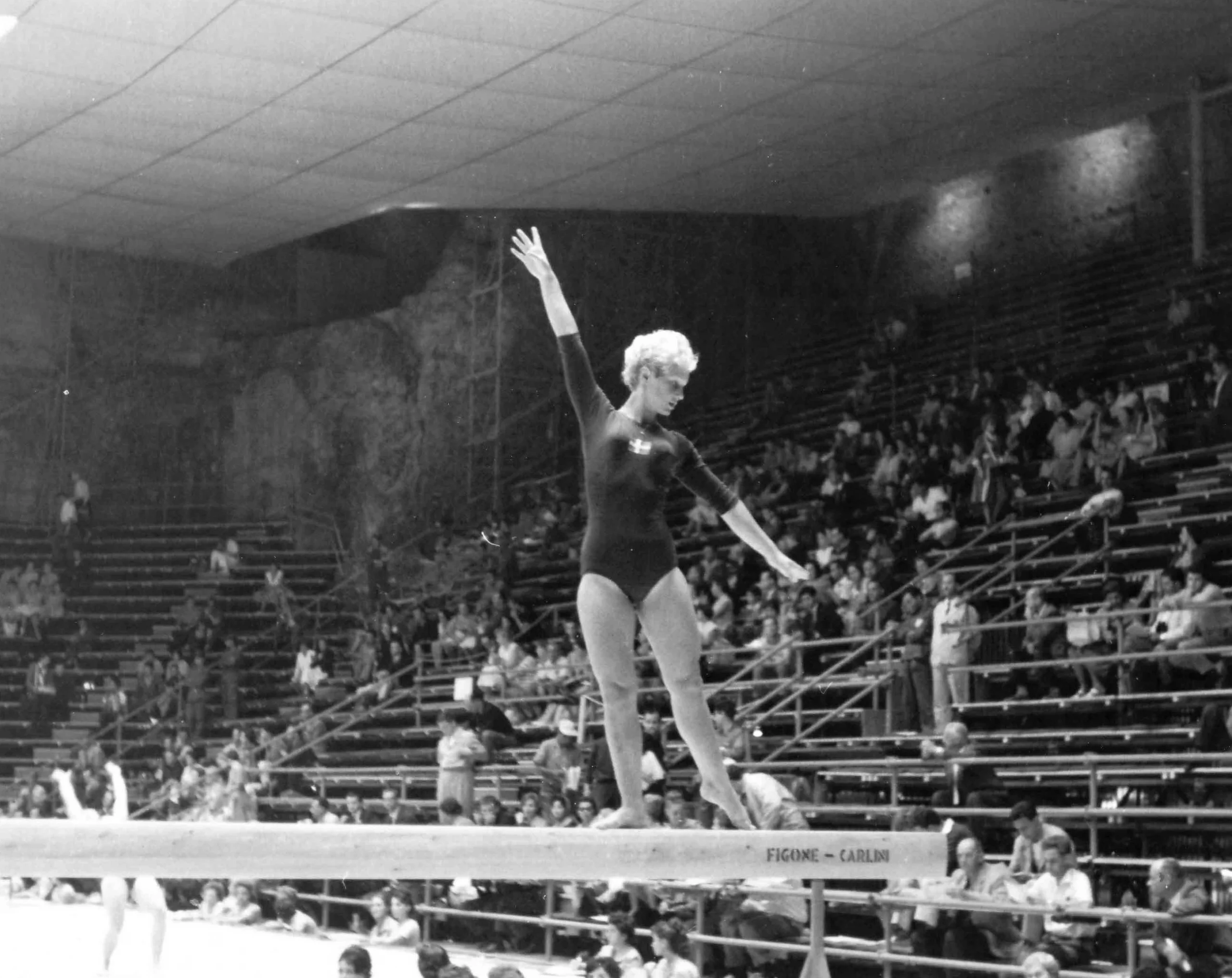 Swedish gymnast on beam 1960