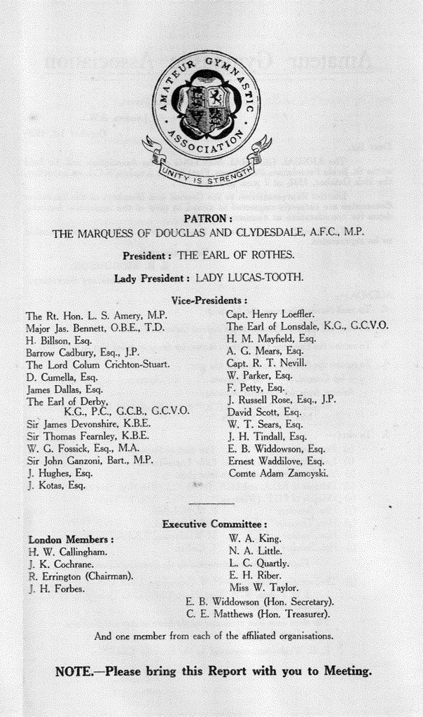 1937 annual report showing 9 london members inc Miss Taylor